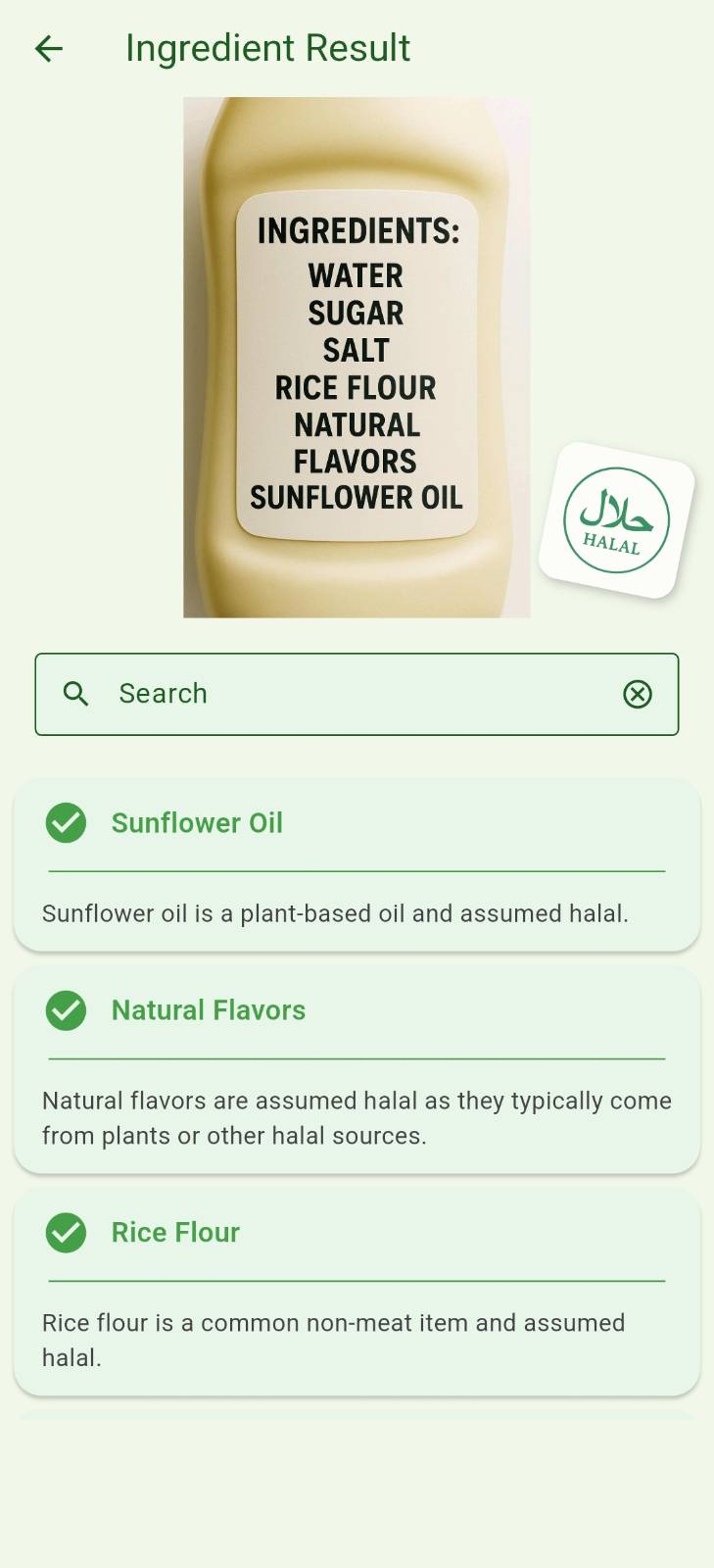 Preview of the Ingredeen app interface